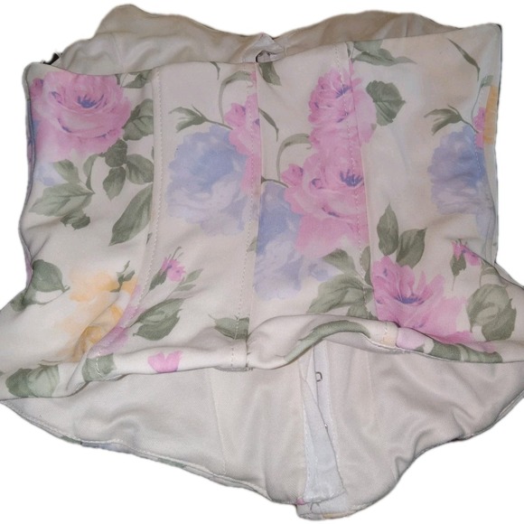 Zara Corset Top Sz S Romantic Pink Purple Green Floral Strapless‎ Regencycore - Picture 3 of 4